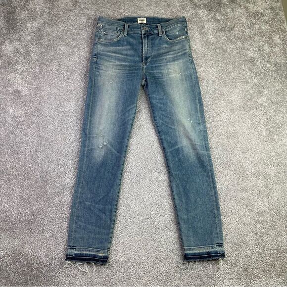 Citizens of Humanity Rocket Jean Women’s 27 Blue Crop Skinny High Rise Distress - Picture 1 of 12